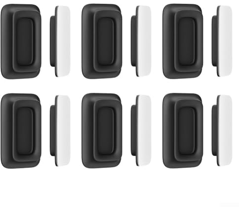 Lot de 6 supports muraux en silicone pour télécommande, clés et petits gadgets, solution de rangement compacte autocollante pour la maison et le bureau (noir)