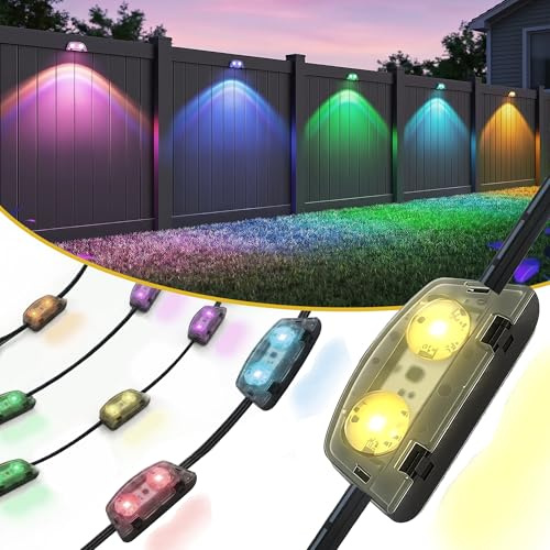 homchy RGBIC Zaunbeleuchtung Außen 30 m mit Netzstecker,smarte Wandleuchte Außen mit App & 24-Tasten-Fernbedienung,IP67 wasserdicht,Musik-Sync,Timer,DIY Modi für Zaun,Wand,Terrasse,Balkon