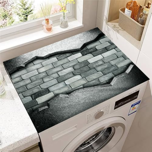 Hearda Housse Machine a Laver Impression Pierre,Dessus Tapis Lave Linge Antidérapant,Housse de Protection pour Machine à Laver Top,Tapis de Protection pour Dessus Sèche-Linge (Murs,30x40cm)