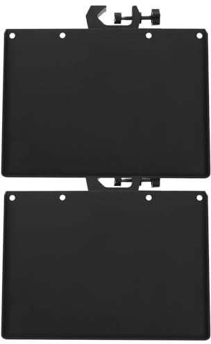 Obuyke Microphone Desk Stand Sound Card Tray, Abs Microphone Support Accessory Shelf, Clip-on Mic Rack Stand Holder for Live Broadcast, 2pcs Black