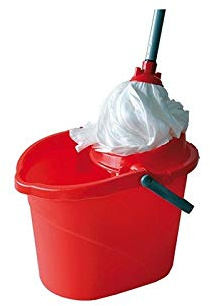 Ecoplast Seau à Balai avec essoreuse avec serpillère écologique et Manche en Aluminium. Couleurs Assorties.