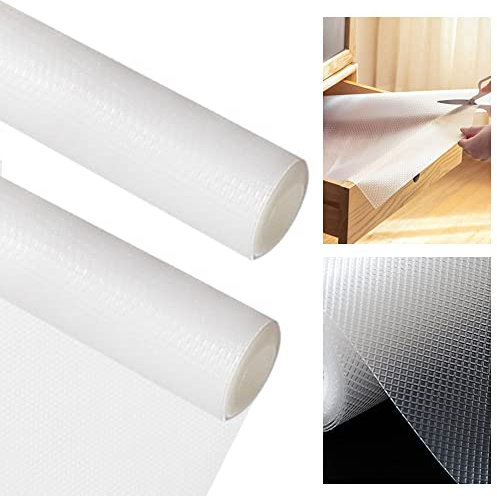 JTDEAL 2 Rollos Protector Muebles Cocina Alfombrilla Antideslizante Cajones Cocina EVA Plástico Cajones Alfombrilla Nevera Cubre Cajones Plástico Protector para Estantes Cajones Armarios (30 x 150 cm)