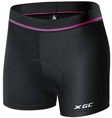 XGC Damen Radunterhose Radsportshorts Fahrradhosen mit elastische atmungsaktive 4D Gel Sitzpolster mit Einer hohen Dichte (Black, L)