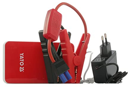 Yato Profi Powerbank mit Jumpstarter 200A/400A/7500 mAh | 5V/2A USB | Notlicht | Tragbare Auto Starthilfe Autobatterie Anlasser Taschenlampe Powerstation Ladegerät Überbrückungskabel, yt-83080