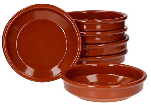 MamboCat Cazuela Set di Ciotole in Argilla Diametro 16 cm Misura M 6 Ciotole in Terracotta Color Crema brucia e Mediterranea stoviglie in Argilla Medievale di Alta qualità in Stile Vintage smaltate