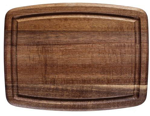 TB Home Planche à découper en bois d'acacia avec rainure pour jus, petite planche à découper en bois pour cuisine, 20,3 x 15,2 x 1,6 cm
