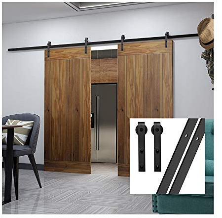 GIFSIN 10.5FT/320cm Scheunentor Kit Hängeschiene Schiebetürsystem Schiebetürbeschlag Kit Schiebetür Kit für Doppeltür,Verbindungsschiene