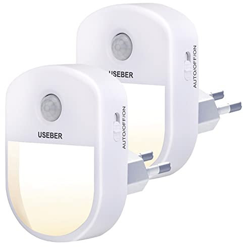 Useber [2 Pezzi] Luce Notturna Bambini, con Sensore di Movimento, LED con 3 modalità di Illuminazione per Corridoio,Scale,Soggiorno,Bagno,Cucina