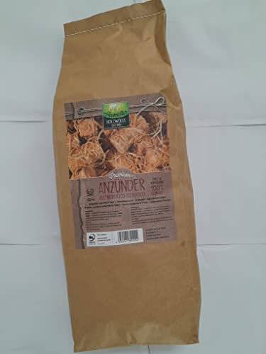 Premium Anzündhilfe - Anzünder für Kamin & Grill - Holzwolle, Anbrennhilfe - 2 KG