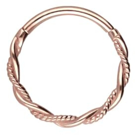 PIERCINGLINE Piercing Ring Chirurgenstahl Segmentring Clicker DOPPELT GEDREHT - Roségoldfarben, Schwarz, Goldfarben, Silberfarben