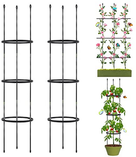 2 Stück Rankgitter, deaunbr Pflanzenhalter Rankobelisk Spalier Tomaten Rankhilfe Gitterspalier Klettergitter Beschichtetes Metall Garten Rose Decor Trellis für Kletterpflanzen, Rosen, Gemüse, Blumen