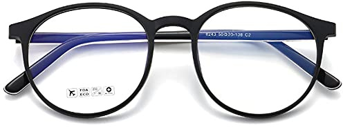 KOOSUFA Blaulichtfilter Brille Retro Rund Ultra Licht TR90 Brillengestelle Anti Blaulicht Brillen Ohne Sehstärke Damen Computerbrille Gaming Brille mit Etui