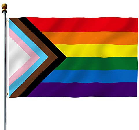 Drapeau arc-en-ciel Progress Euro Pride pour la communauté LGBT Gay Bisexuel Lesbien Transgenre Asexuel 3x5 ft Drapeaux de liberté en plein air