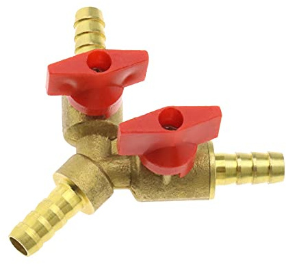 EMSea 5/16Inch/8mm Y Shut off Ball Valve Brass Hose Fitting Splitter Y 3 Way Pipe Connector Adapter for Oil Fuel Water