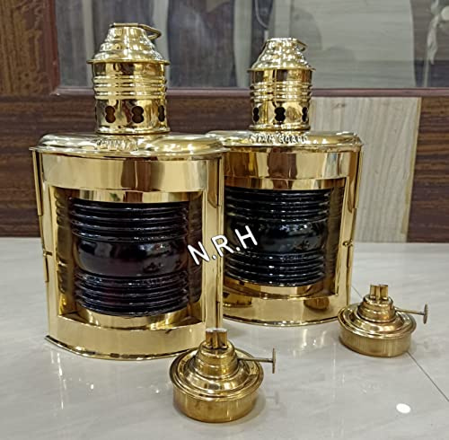 Vintage nautische Messing-Lampe, Schiff, Boot, Laterne, Dekoration, Port & Starboard-Laternen, 2 Stück