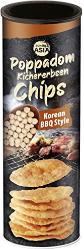 Bonasia Poppadums, chips de garbanzos, sabor barbacoa coreana - 70 gr