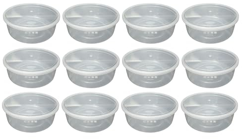 12Pcs x 2500ML Clear Round Plastic Food Storage Container with Airtight Lids Food Storage Tubs Meal Prep Salad & Cake Boxes Takeaway for Catering Home Party Reusable BPA Free Microwave & Freezer Safe