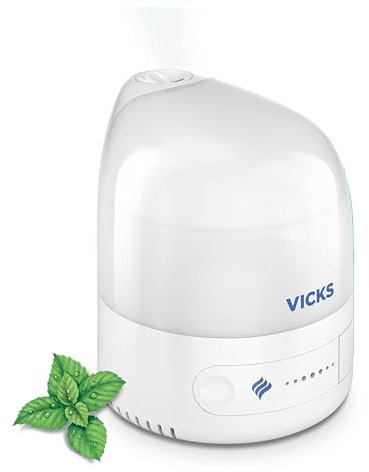 Vicks Personal Cool Mist Ultrasonic Humidifier - Small, Easy to Use, Quiet - Constant Mist Output - Home Use, Bedroom, Office, Nursery - Essential Oil VapoPad Included - Up to 5h for 10m2 - VUL510