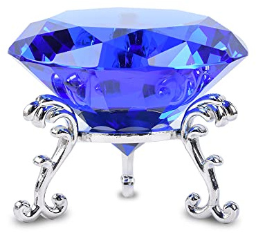 FBBULES 80mm Kristall Diamant Briefbeschwerer Glas mit Ständer, Kristall Diamant Deko Diamantene Hochzeit Geschenk Glasdiamant für Halloween Weihnachten Erntedankfest Tafelaufsätze