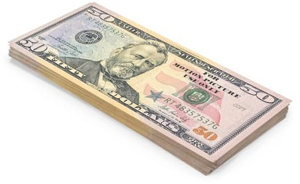 Scratch Cash Dollars de 100 x $ 50 Dollars (taille Réelle), Argent pour Jouer, Props Money