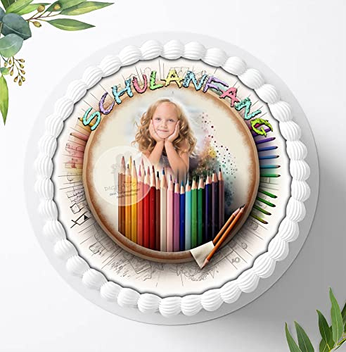 Für die Geburtstags Torte, Zuckerbild zum Schulanfang Personalisiert mit Wunschbild, Essbares Foto für Torten, Fondant, Tortenaufleger Ø 20cm, 1417z
