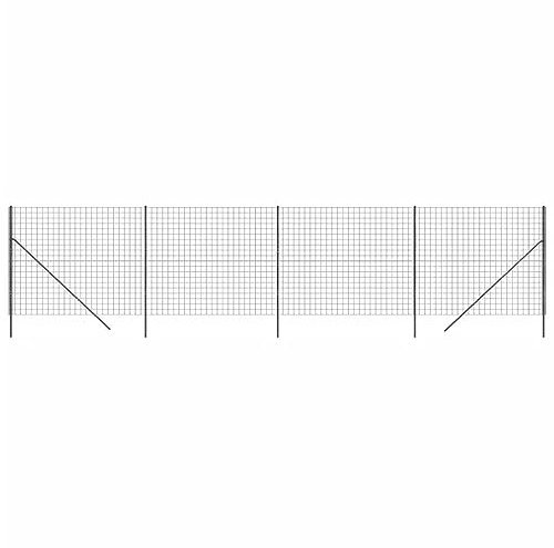 vidaXL Maschendrahtzaun, Gartenzaun Wildzaun mit PVC Beschichtung, Drahtzaun Begrenzungszaun für Außenbereich, Drahtgitter Maschendraht, Anthrazit Verzinkter Stahl