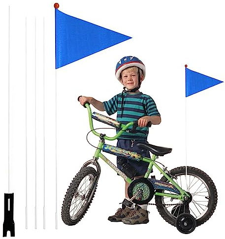 Tedious Drapeau de vélo à mât de Drapeau, Drapeau de sécurité pour vélo - Drapeaux d'extérieur Drapeau de sécurité 2,2 m - Drapeau de vélo résistant aux déchirures avec Poteau en Fibre de Verre