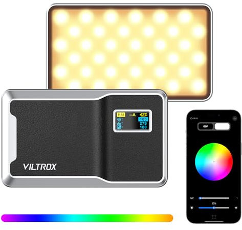 VILTROX 6000mAh RGB Video Light, Bluetooth Control On Camera Video Light, All Metal RGB Portable LED Photography Lighting, Led Camera Light Panel for Video Recording (Retro 08X)
