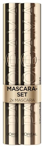 L'Oréal Paris Mascara, Wimperntusche für extra Definition und extra Volumen, Mit Panorama-Bürste und Panorama Effekt, Volume Million Lashes, Black (Schwarz), Doppelpack