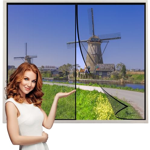 Magnetic Fly Screen Window Black 55x115cm Magnetic Fly Screen Window Screen Mosquito Net Insect Net Mesh for All Kinds of Window