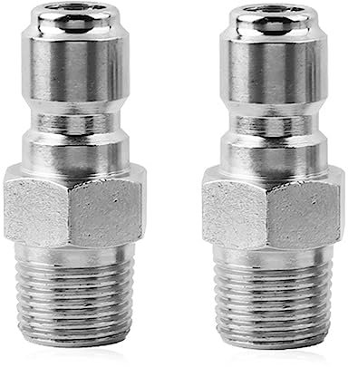 TAZIZI 2 Stück Hochdruckreiniger Drehgelenk 3/8 Zoll NPT Gewinde Schlauchanschlüsse 5000PSI Schnellkupplung Edelstahl Autowasch Schnellkupplungsadapter