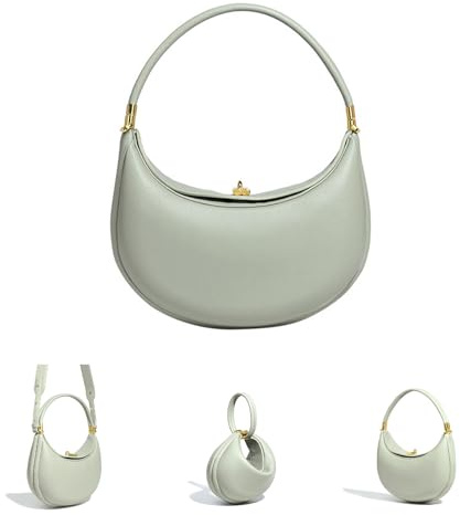 AZURAOKEY Bolsa de cuero 3 en 1 con diseño de media luna para mujer, con cierre de cerrojo, elegante y moderna para mujer, Verde