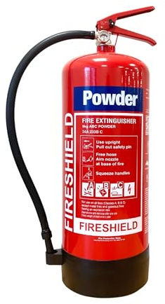 FireShield Dry Powder Fire Extinguisher 1kg – 9kg With PVC Extinguisher Cover CE Approved & Kitemarked BS N3, Ideal For Outdoor Use, BBQs, Home, Garden, Farm (9KG Extinguisher)