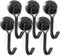 Semazz Crochets Magnétiques,6 pcs Crochets Magnétiques Extra Forts Noir 25 lb+ Crochets Magnétiques en Néodyme Pivotant à 180º Supports Magnétiques pour Réfrigérateur Croisière Cuisine Plafond Bureau