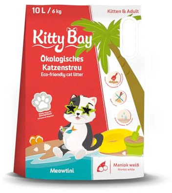 Kitty Bay – Meowtini – ÖKO Katzenstreu klumpend und staubfrei, Maniok weiß, 10 Liter