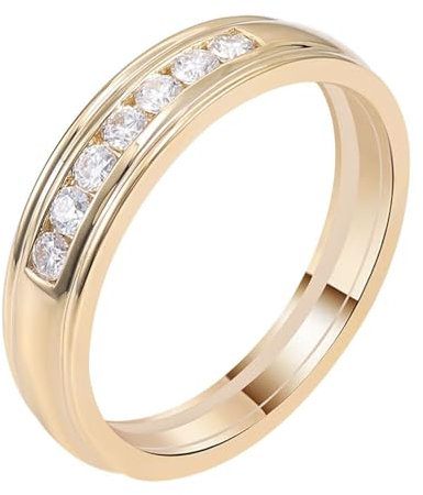 Epinki Echt Goldschmuck, Gold 750 18K Ringe, Klassiker Trauringe mit Rund Moissanit, Gelbgold Au750 Partnerringe Hochzeitsring Gr.56 (17.8)