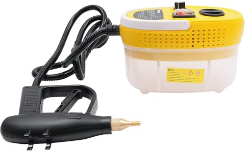 Donened - Pulitore a vapore portatile, 2500 W, ad alta temperatura, 220 – 300 ml/min, pulitore a vapore a pressione a 3 bar, pulitore a vapore con 3 testine per la casa e la cucina (giallo)