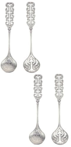 Amosfun 4 Piezas cuchara de café cuchara de aperitivo mango de cóctel cucharillas Cucharilla café s de cafe de postre de de acero inoxidable Silver
