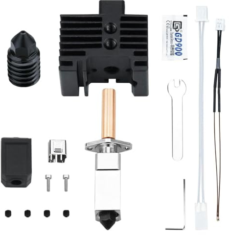 JUUPINE Hotend amélioré pour les têtes d'impression Bambu Lab X1/X1C/X1E (avec buse en acier trempé de 0,4 mm, capteur haute température et kit de tube de chauffage) plus chauffage en céramique NTC 24
