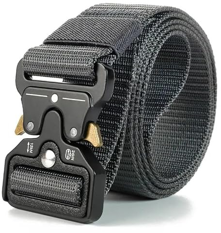 VIDSTM Ceinture Militaire Homme 130CM Ceinture de Travail en Nylon Largeur 5CM Ceinture Tactique Militaire avec Boucle Métallique à Dégagement Rapide pour Sport Extérieur (Gris Foncé)