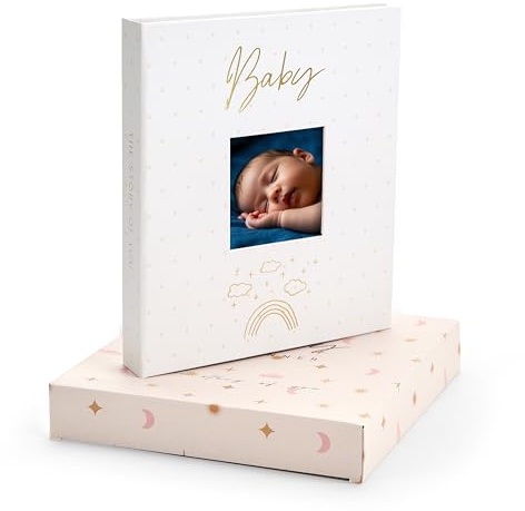 Baby Memory Book & Baby Milestone Book for Boys & Girls by &And Per Se - Keepsake to Capture Every Moment from Birth to 5 Years, with Photo Pages (Beige White)