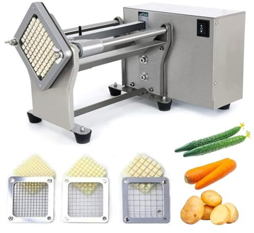 Coupe-frites de table avec 3 lames, trancheuse de pommes de terre automatique commerciale 200-300 kg/h, hachoir à légumes électrique, corps en acier inoxydable 304