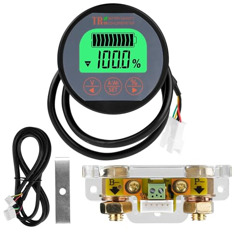 DewinLVD Batteriemonitor Tester, Voltmeter Amperemeter Wasserdichte Digitaler Tester Monitor mit LCD-Anzeige Batteriewächter mit 2m Kabel 8-120V 100A für Auto Motorboot Wohnmobil Solar