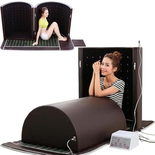Dôme Sauna Infrarouge Lointain Préchauffage En 10 Minutes | 1200 W | Sauna Domestique 1 Personne | Sauna Sec Portable Capsule Sauna à Couverture Complète à 360 Degrés Avec Oreiller,Brown