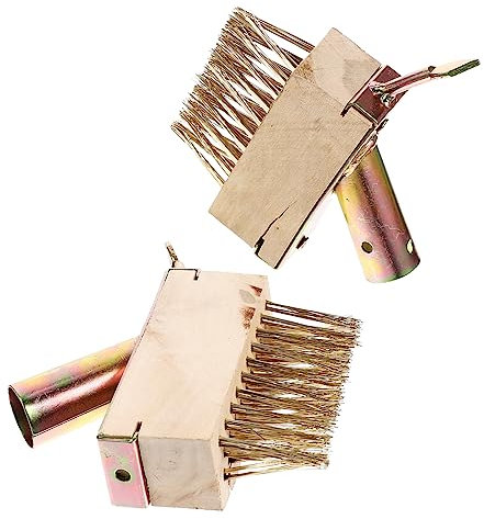 UKCOCO 2pezzi Spazzola in d Acciaio Per Rimozione Del Muschio Pulizia Dei Marciapiedi Testina Facile Da Montare e Manico in Resistente Per Pulizia Del Esterno