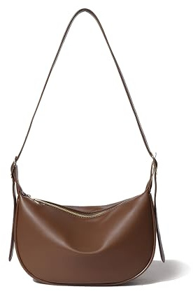 Lin’s Liliana Borsa a tracolla da donna | Borsa a spalla mezzaluna in PU in pelle impermeabile | Elegante borsa a tracolla a forma di luna con cinturino regolabile, marrone scuro., 16 x 26 x 7 cm