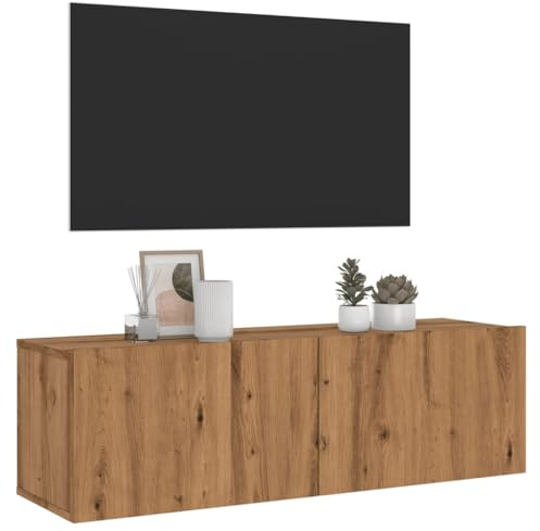 Lauuoeriau Home & Garden Mobili - Mobile TV a parete in legno di quercia artigianale 100x30x30 cm