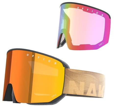 NAKED Optics NOVA Skibrille Männer, Ski Brille Frauen, Snowboardbrille, Ski-Brille schlechtes Wetter, Schibrille mit optionalen Wechselgläsern, Skiing Goggles