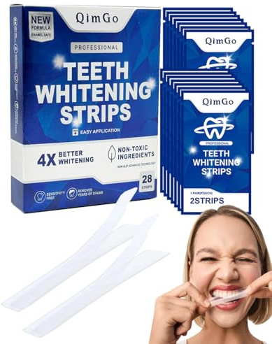 HUVZOR Tiras Blanqueamiento Dental 28 Unidades, Sin Sensibilidad Dental: Kit Profesional con 21 Aplicaciones, Seguro para Esmalte, Efectivo Blanqueador para Dientes + Abridor de Sonrisa
