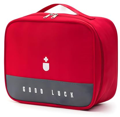 Medikamententasche, Reiseapotheke Tasche, Tragbar & Wasserfest, Medizin Aufbewahrungstasche für Zuhause & Reise, Große Kapazität, Leicht & Praktisch Medikamententasche Für Office, Reisen(Rot)